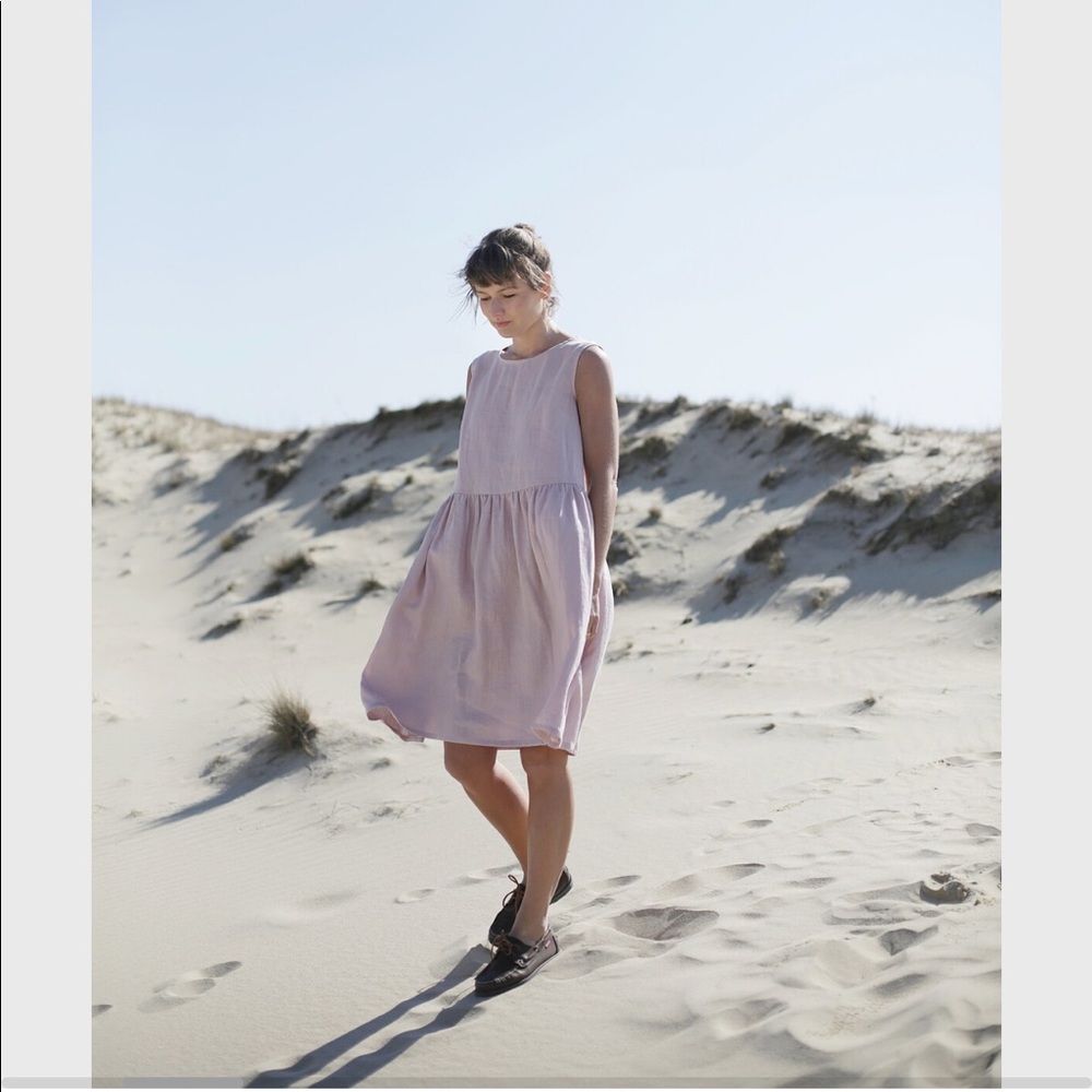 Linen Sea Handmade Sleeveless Linen Dress, Wide Fit Medium